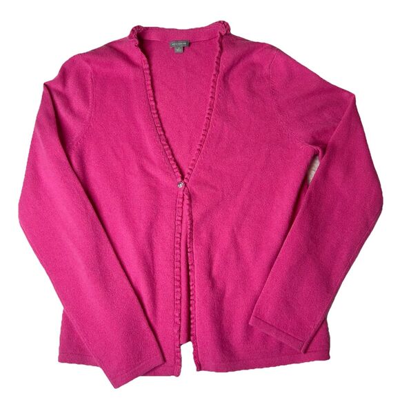 Ann Taylor M 100% Cashmere Pink Button Cardigan Preppy Classic - Picture 1 of 9